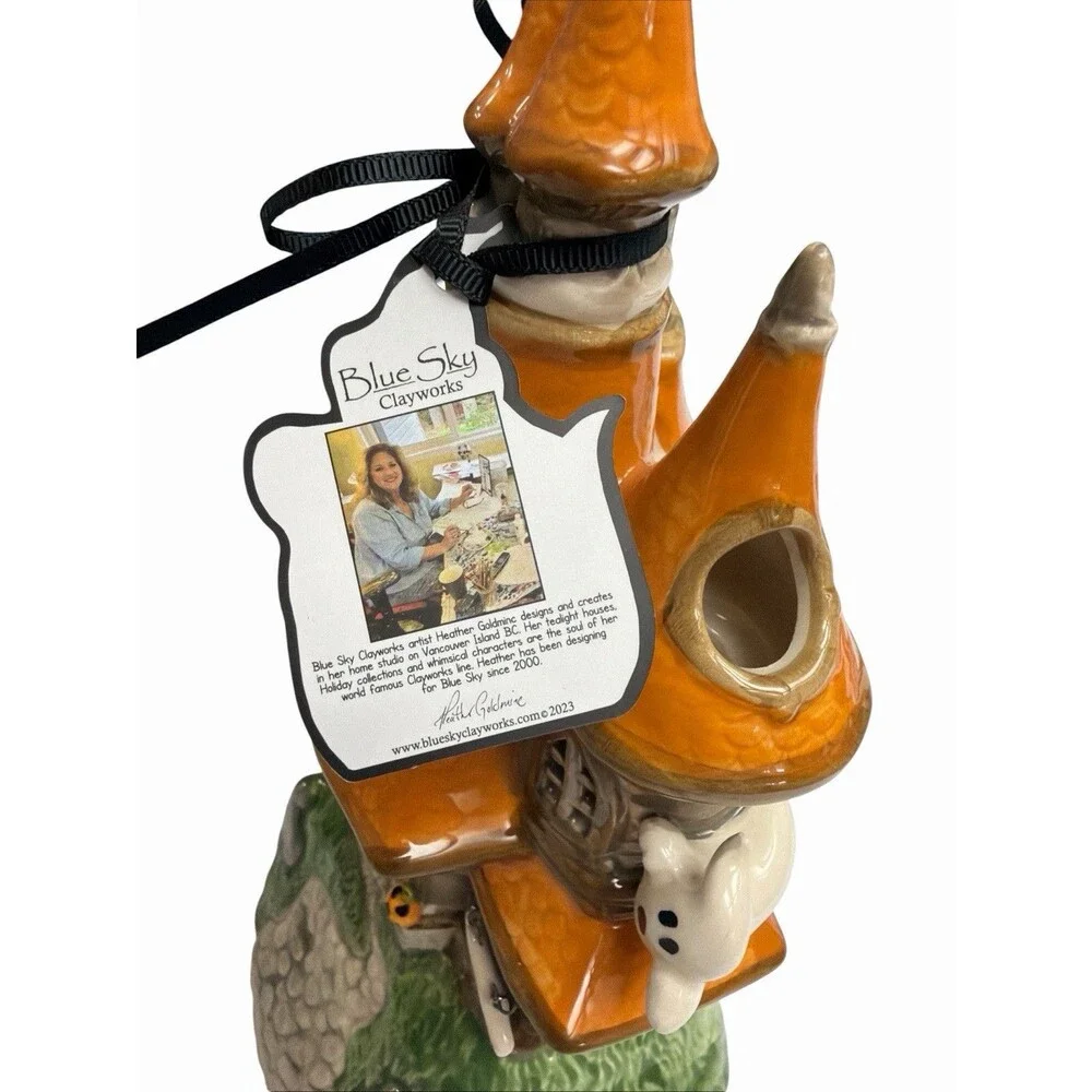 Blue Sky Clayworks Goldminc Halloween Howling Hills Hotel Tea Light House 10.5”